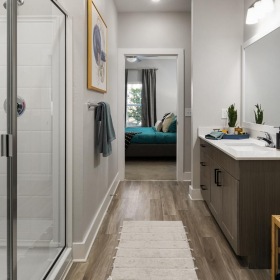 Spacious bathrooms with everything you need a bathroom with a glass shower