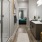 a bathroom with a glass shower
