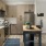 a kitchen with wooden cabinets